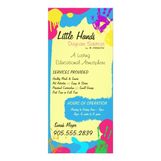 Daycare Promoter Flyer - Farbige Handdrucke Werbekarte (Hinten)