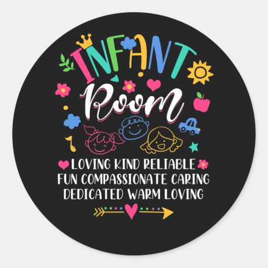 Daycare Provider Love Kind Reliable Säugling Room Runder Aufkleber (Vorderseite)