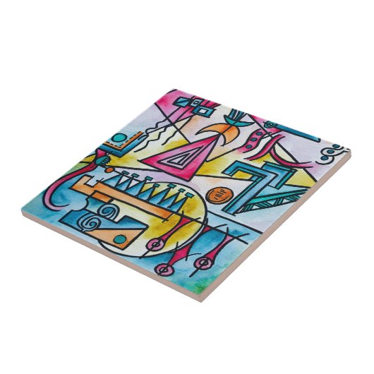 Daydream-Hand bemalt Bauhaus Moderne Geometrische  Fliese (Seite)