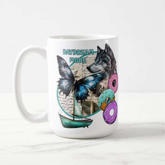 Daydream Mode - Wolf Butterfly Donuts Boot Kaffeetasse (Links)