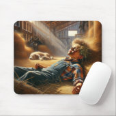 Daydreaming Boy in Barn Hayloft Mousepad (Mit Mouse)