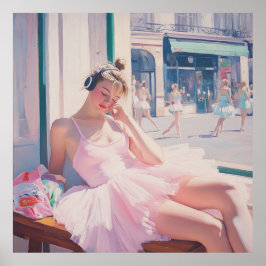 Daydreaming Dancer: Soft Pastel Ballet Kunst Poster