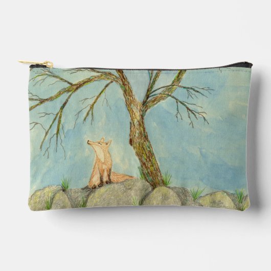 Daydreaming Fox Zipper Pouch Zubehörtasche (Vorderseite)