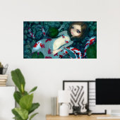 Daydreaming Koi Mermaid Fantasy Art Print Poster (Heimbüro)