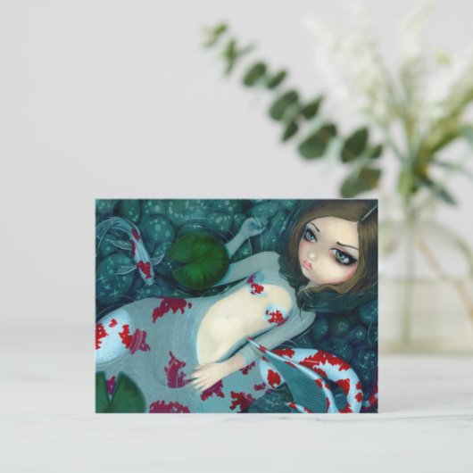 "Daydreaming Koi Mermaid" Postkarte (Stehend Vorderseite)