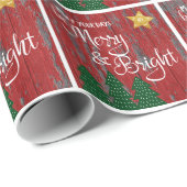 Days are Merry Rustic Wood Gold Star Trees Geschenkpapier (Rolleneckpunkt)