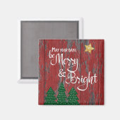Days are Merry Rustic Wood Trees Gold Star Magnet (Vorderseite/Rückseite)