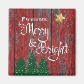 Days are Merry Rustic Wood Trees Gold Star Magnet (Vorne)