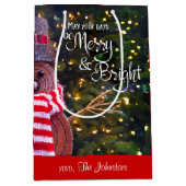 Days Be Merbright Rustic Snowman Individuelle Name Mittlere Geschenktüte (Vorderseite)