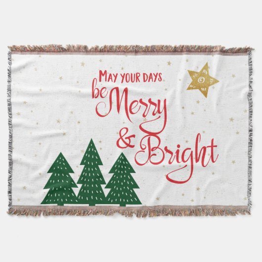 Days Be Merry Bright Red Calligraphy Star Trees Decke (Vorderseite)