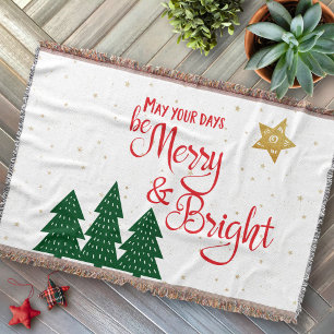 Days Be Merry Bright Red Calligraphy Star Trees Decke