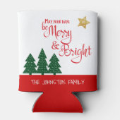 Days Be Merry Bright Script Bold Trees Gold Star Dosenkühler (Rückseite)