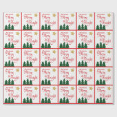 Days Be Merry Bright Trees Gold Stars Skript Red Geschenkpapier (Flach)