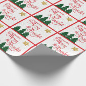 Days Be Merry Bright Trees Gold Stars Skript Red Geschenkpapier (Ecke)