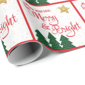 Days Be Merry Bright Trees Gold Stars Skript Red Geschenkpapier (Rolleneckpunkt)
