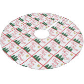 Days Be Merry Red Script Gold Star Trees Polyester Weihnachtsbaumdecke (Schrägansicht)