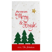 Days Be Merry Red Script Gold Stars Bäume Kleine Geschenktüte (Rückseite)