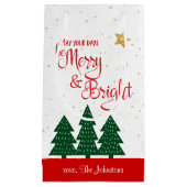 Days Be Merry Red Script Gold Stars Bäume Kleine Geschenktüte (Vorderseite)