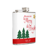 Days Be Merry Script Green Trees Gold Star Flachmann (Rechts)