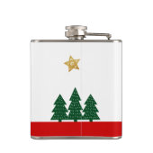 Days Be Merry Script Green Trees Gold Star Flachmann (Rückseite)