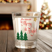 Days Be Merry Script Green Trees Gold Star Schnapsglas