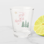 Days Be Merry Script Green Trees Gold Star Schnapsglas (Rückseite)