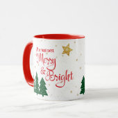 Days Be Merry und Helle Quote Trees Gold Stars Tasse (Vorderseite Links)