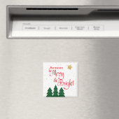 Days Merry Bright Rustic Trees Gold Star Weihnacht Magnet (In Situ (Geschirrspüler))