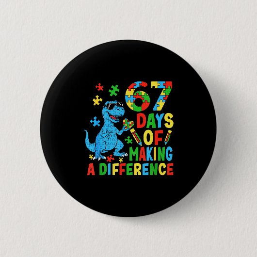 Days Of Making A Difference Dinosaur Autism Teache Button (Vorderseite)