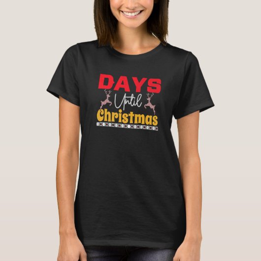 Days until Christmas Santa Hat Xmas PJ costume T-Shirt (Vorderseite)