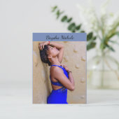 Daysha Nichole, in blauem Kleid, Postkarte (Stehend Vorderseite)