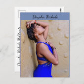 Daysha Nichole, in blauem Kleid, Postkarte (Vorne/Hinten)