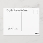 Daysha Nichole, in blauem Kleid, Postkarte (Rückseite)