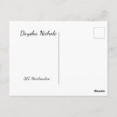 Daysha Nichole McGinnis, Postkarte (Rückseite)