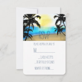 Daytime Beach & Palm Trees Beach Hochzeit UAWG RSVP Karte