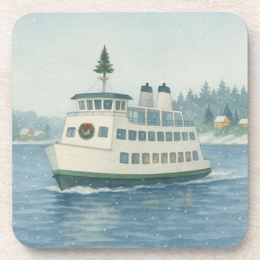 Daytime Ferry Christmas Card Getränkeuntersetzer (Vorderseite)
