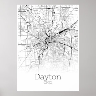 Dayton-Karte - Ohio - Stadt-Karten-Plakat Poster