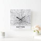 Dayton Map Quadratische Wanduhr (Zuhause)