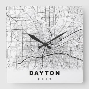 Dayton Map Quadratische Wanduhr