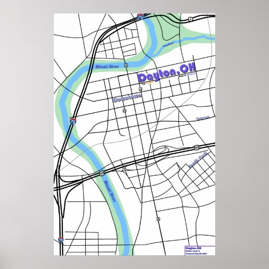 Dayton OH Karte Poster (Vorne)