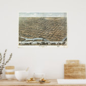 Dayton Ohio 1870 Antique Panoramabalkarte Poster (Küche)