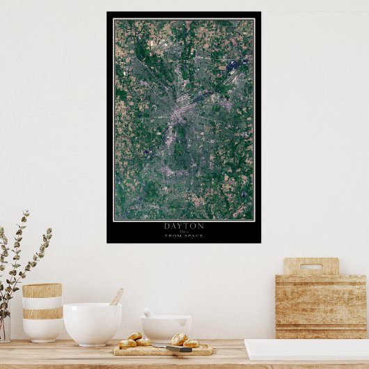 Dayton Ohio From Space Satellite Map Poster (Küche)
