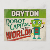 Dayton Ohio Robot - Funny Vintag Postkarte (Vorderseite)