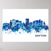 Dayton Ohio Skyline Blue Poster (Vorne)