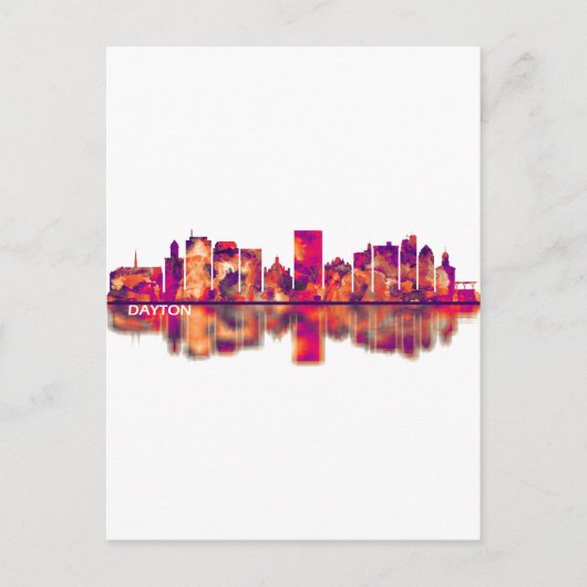 Dayton Ohio Skyline Feiertagspostkarte (Vorderseite)