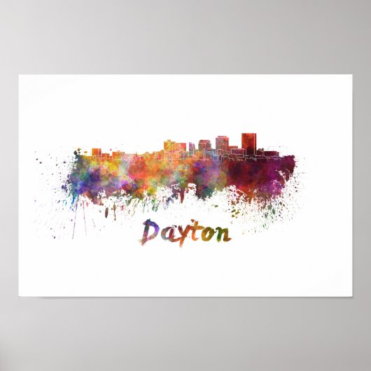 Dayton-Skyline in Aquarellfarbe Poster (Vorne)