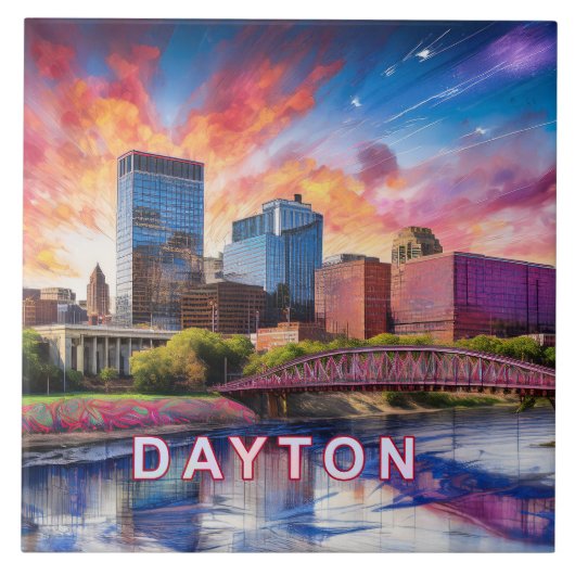 Dayton Skyline Kunst Fliese (Vorderseite)