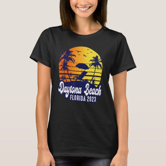 Daytona Beach 2023 Florida Sunset Beach Retro T-Shirt (Vorderseite)