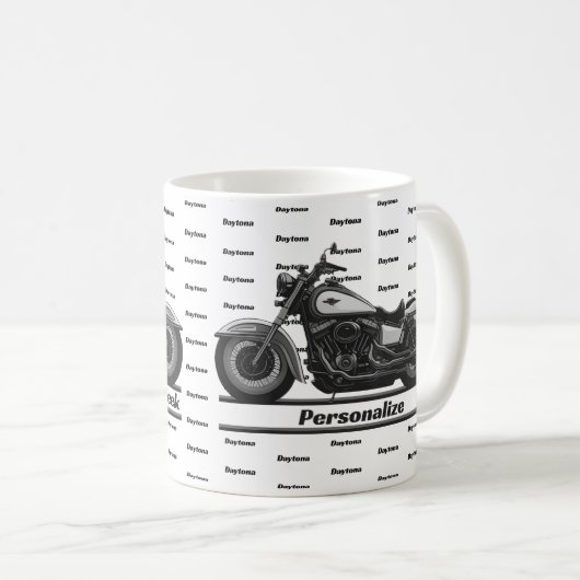 Daytona Beach Bike Week Biker Black and White Cool Kaffeetasse (VorderseiteRechts)