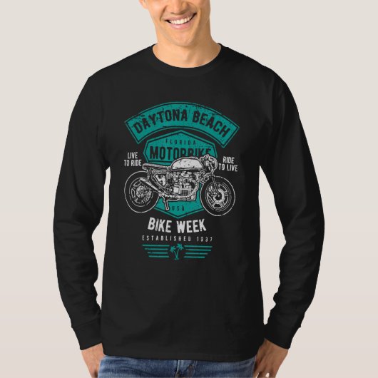 Daytona Beach Bike Week Retro Distressed Motorcycl T-Shirt (Vorderseite)